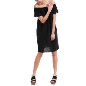 Ellos Off Shoulder Black Eyelet Dress Size 10